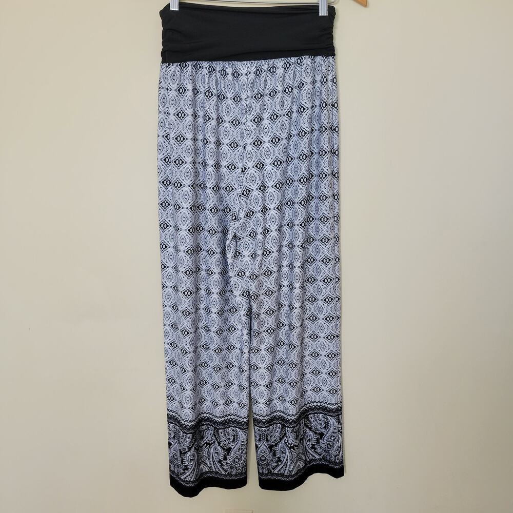 Apt 9 Size L Wide Leg Palazzo Pants Elastic High Waist High Rise Jersey Comfort - Picture 2 of 14